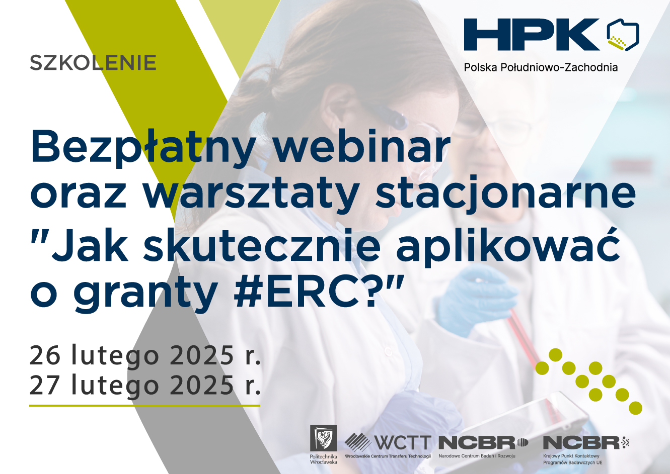 Bezpłatny webinar oraz warsztaty „Jak skutecznie aplikować o granty #ERC?”